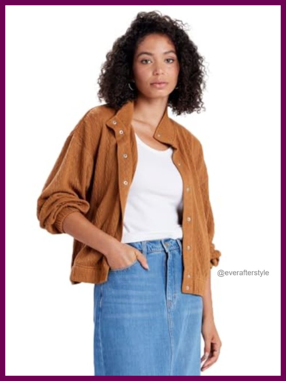 Cable Knit Sweater Jacket Cardigan Collared Snap 3/4 Sleeve Fall